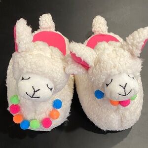 Cute justice Llama Slippers with Colorful Pom Poms